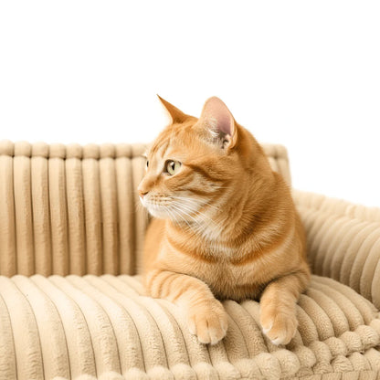 Pet Sofa Bed with Fleece Cover and Removable Washable Cushion