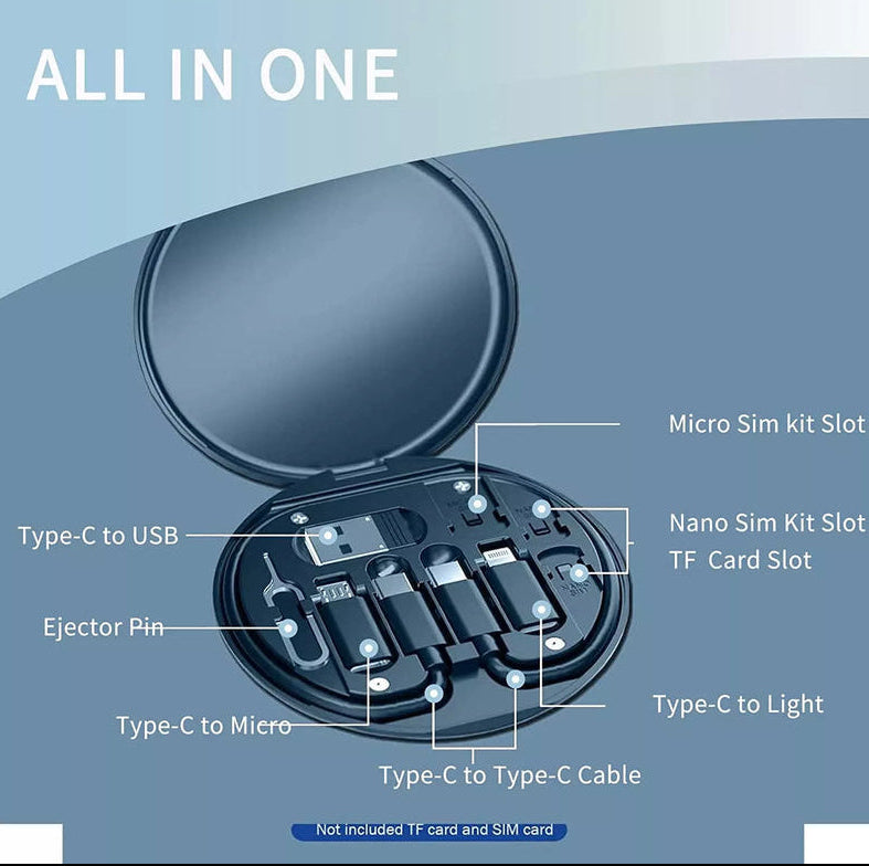 Travel Charging Cable Set with Multi Connector Adapters