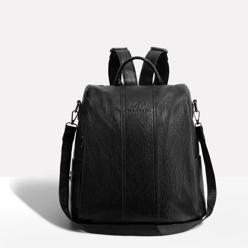 Leather Backpack with Convertible Strap and Anti Theft Design for Women