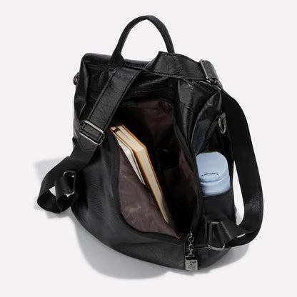 Leather Backpack with Convertible Strap and Anti Theft Design for Women