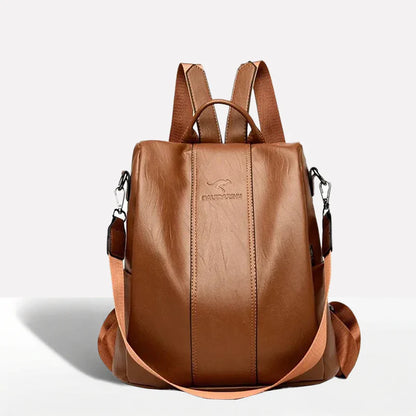 Leather Backpack with Convertible Strap and Anti Theft Design for Women