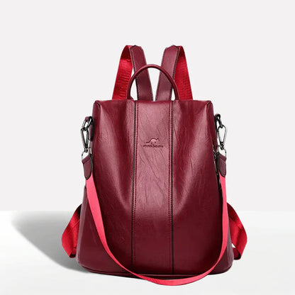 Leather Backpack with Convertible Strap and Anti Theft Design for Women