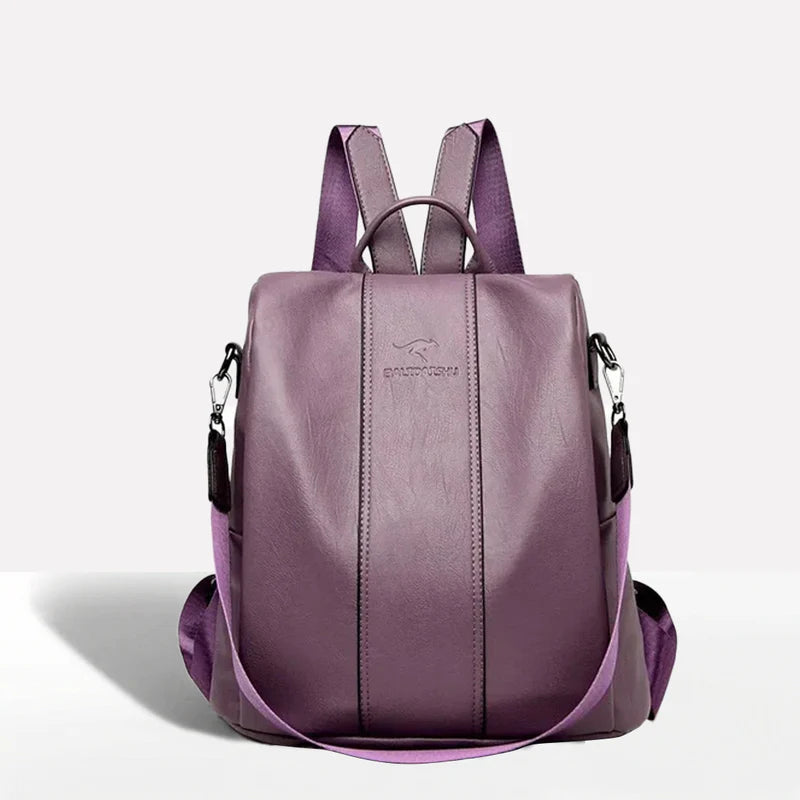 Leather Backpack with Convertible Strap and Anti Theft Design for Women