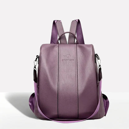 Leather Backpack with Convertible Strap and Anti Theft Design for Women