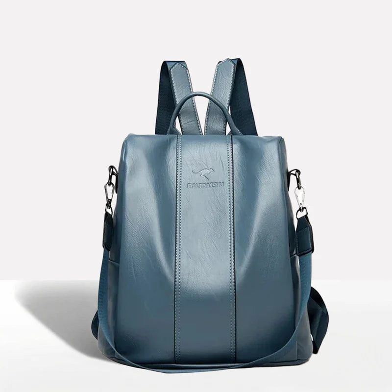 Leather Backpack with Convertible Strap and Anti Theft Design for Women