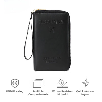 RFID Travel Passport Holder with Water Resistant PU Leather Design