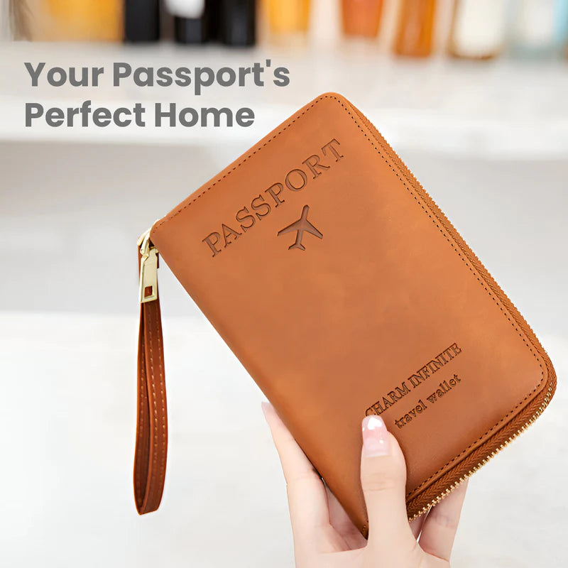 RFID Travel Passport Holder with Water Resistant PU Leather Design
