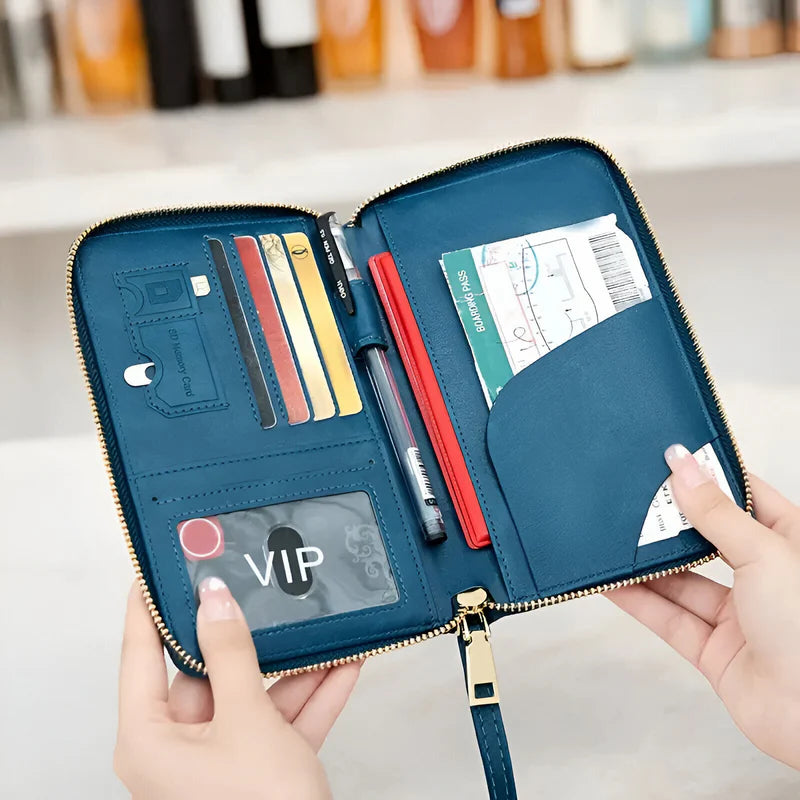 RFID Travel Passport Holder with Water Resistant PU Leather Design