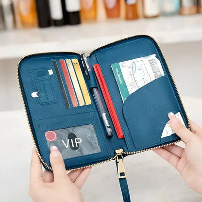 RFID Travel Passport Holder with Water Resistant PU Leather Design