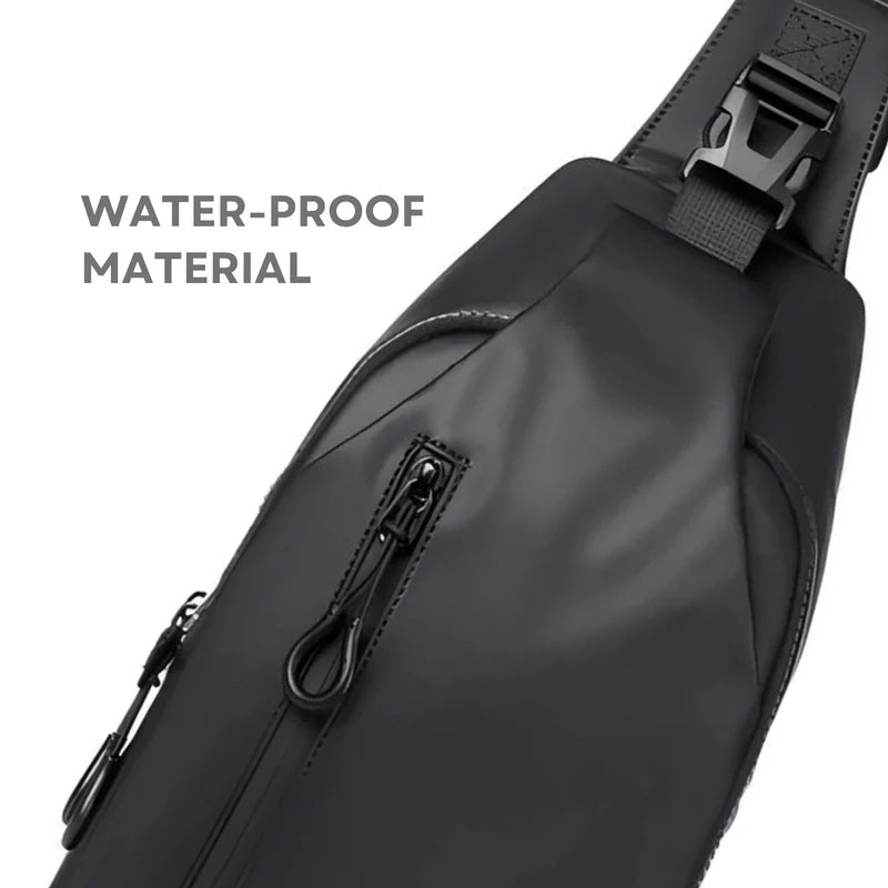 Shoulder Bag with Water Resistant Fabric and USB Charging Port