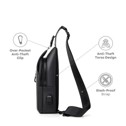 Shoulder Bag with Water Resistant Fabric and USB Charging Port