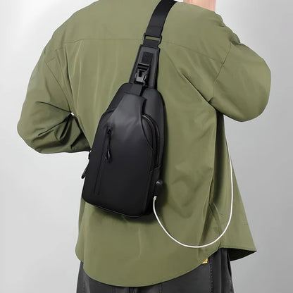 Shoulder Bag with Water Resistant Fabric and USB Charging Port