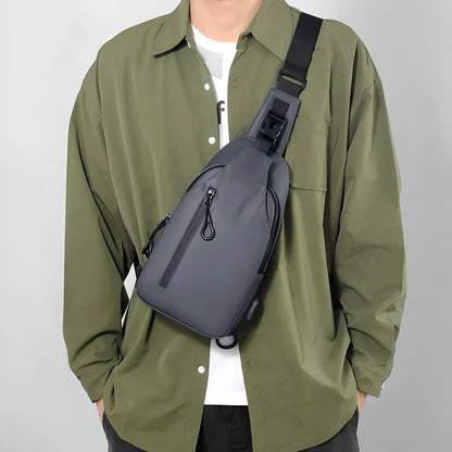 Shoulder Bag with Water Resistant Fabric and USB Charging Port
