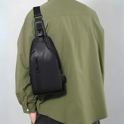 Shoulder Bag with Water Resistant Fabric and USB Charging Port