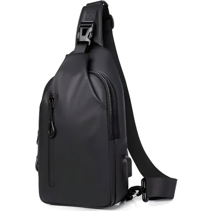 Shoulder Bag with Water Resistant Fabric and USB Charging Port