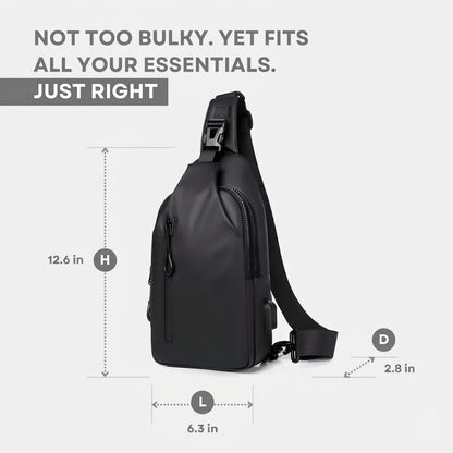 Shoulder Bag with Water Resistant Fabric and USB Charging Port