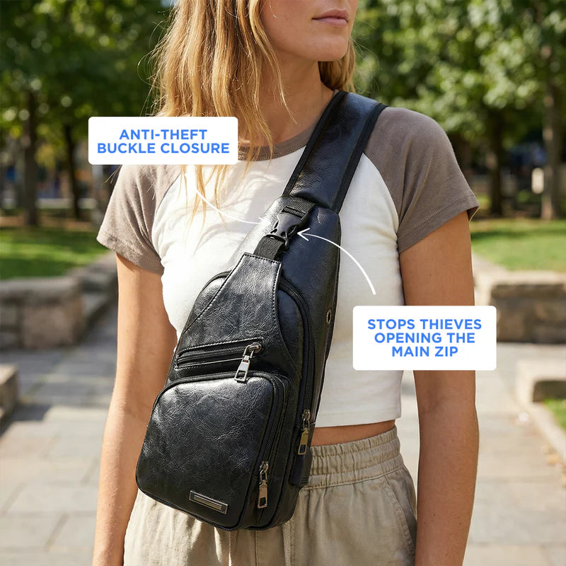 Leather Crossbody Bag with Anti Theft Design and d USB Port
