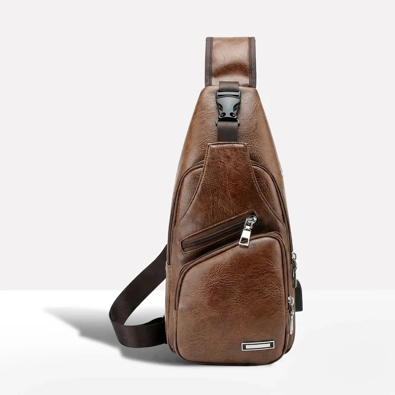 Leather Crossbody Bag with Anti Theft Design and d USB Port