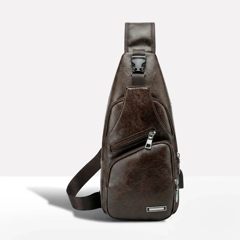 Leather Crossbody Bag with Anti Theft Design and d USB Port