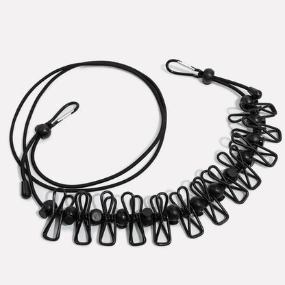 Portable Travel Clothesline with Stretch Cord and Steel Hook Design