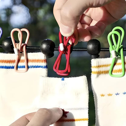 Portable Travel Clothesline with Stretch Cord and Steel Hook Design