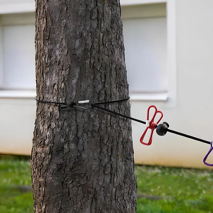 Portable Travel Clothesline with Stretch Cord and Steel Hook Design