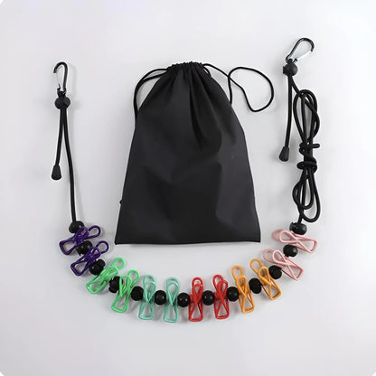 Portable Travel Clothesline with Stretch Cord and Steel Hook Design