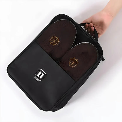 Travel Shoe Organizer with Multiple Compartments and Luggage Strap