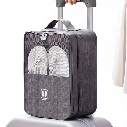 Travel Shoe Organizer with Multiple Compartments and Luggage Strap