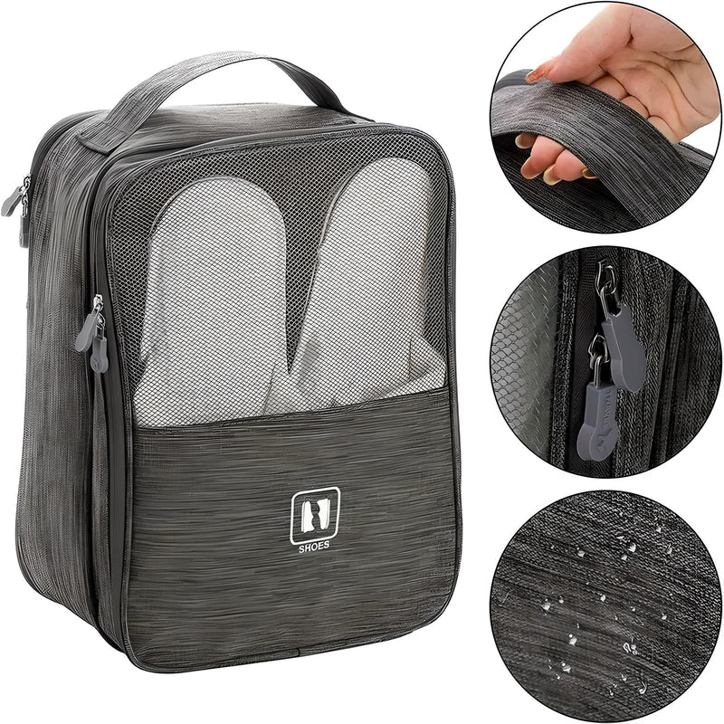 Travel Shoe Organizer with Multiple Compartments and Luggage Strap