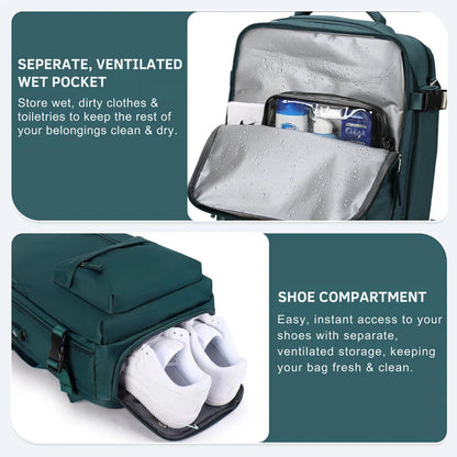 Expandable Carry On Travel Backpack with Flat Lay Packing Design