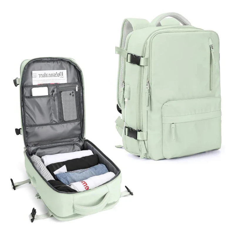 Expandable Carry On Travel Backpack with Flat Lay Packing Design