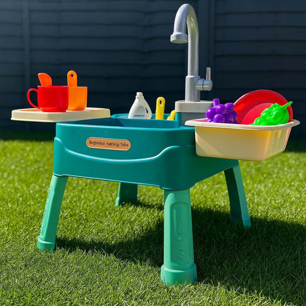 Kids Pretend Play Kitchen Set with Sink, Storage and Accessories