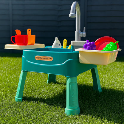 Kids Pretend Play Kitchen Set with Sink, Storage and Accessories