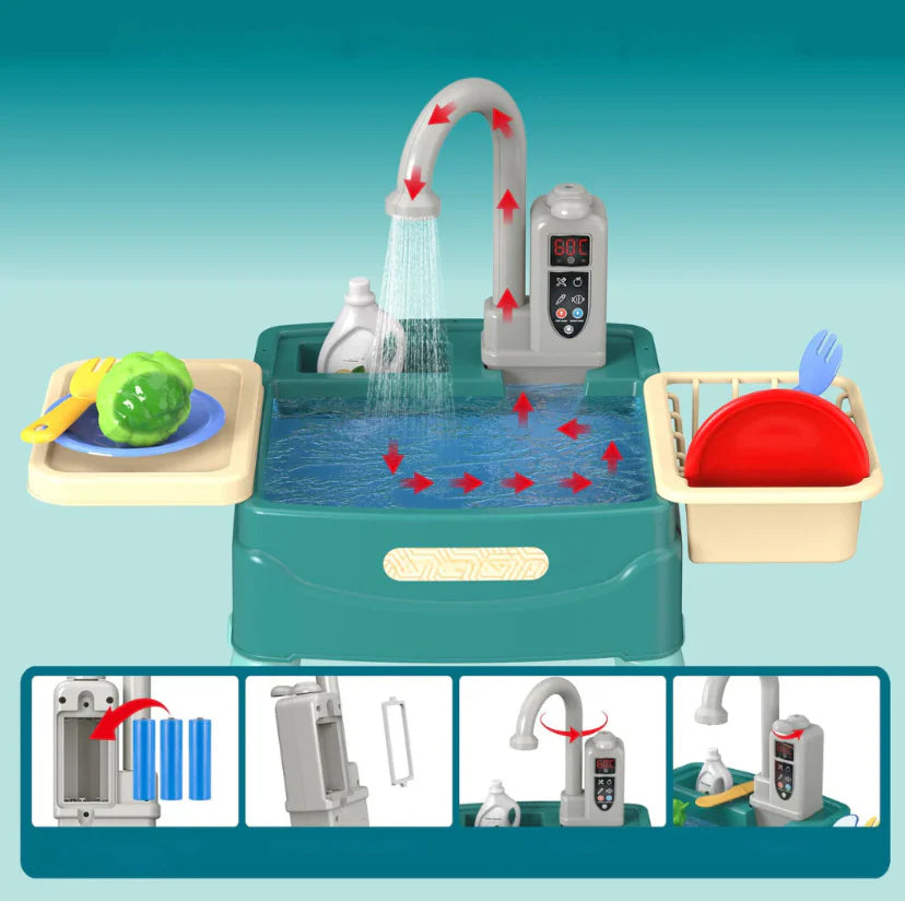 Kids Pretend Play Kitchen Set with Sink, Storage and Accessories