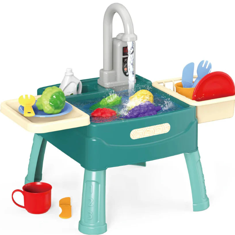 Kids Pretend Play Kitchen Set with Sink, Storage and Accessories