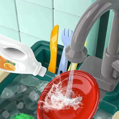 Kids Pretend Play Kitchen Set with Sink, Storage and Accessories