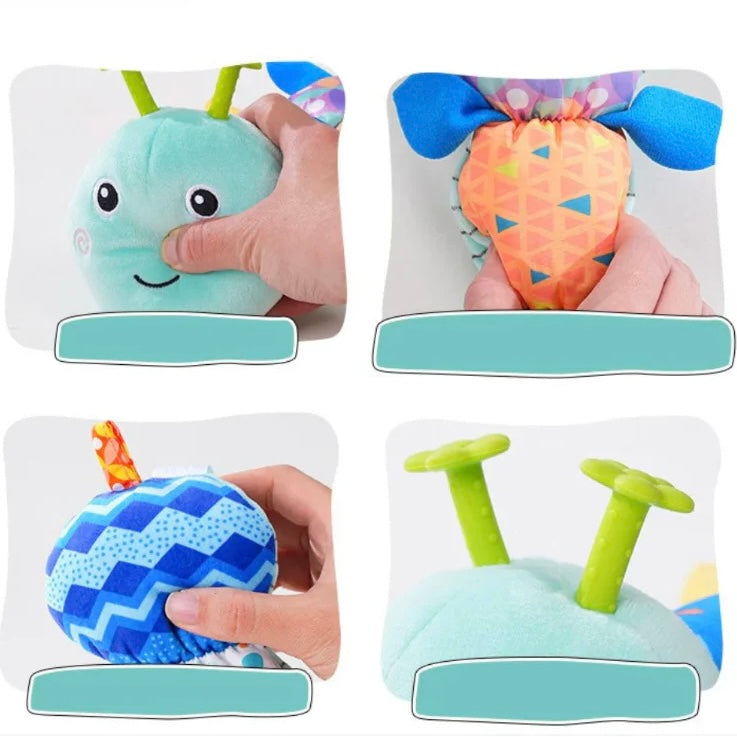 Baby Plush Caterpillar Toy with Music, Rattle and Crinkle Fabric
