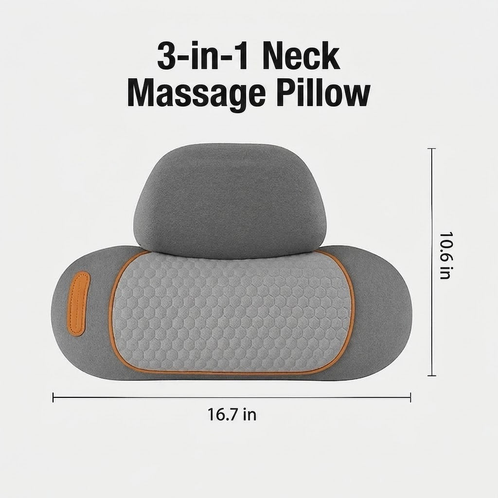 Heated Neck Pillow with Massage and Adjustable Traction