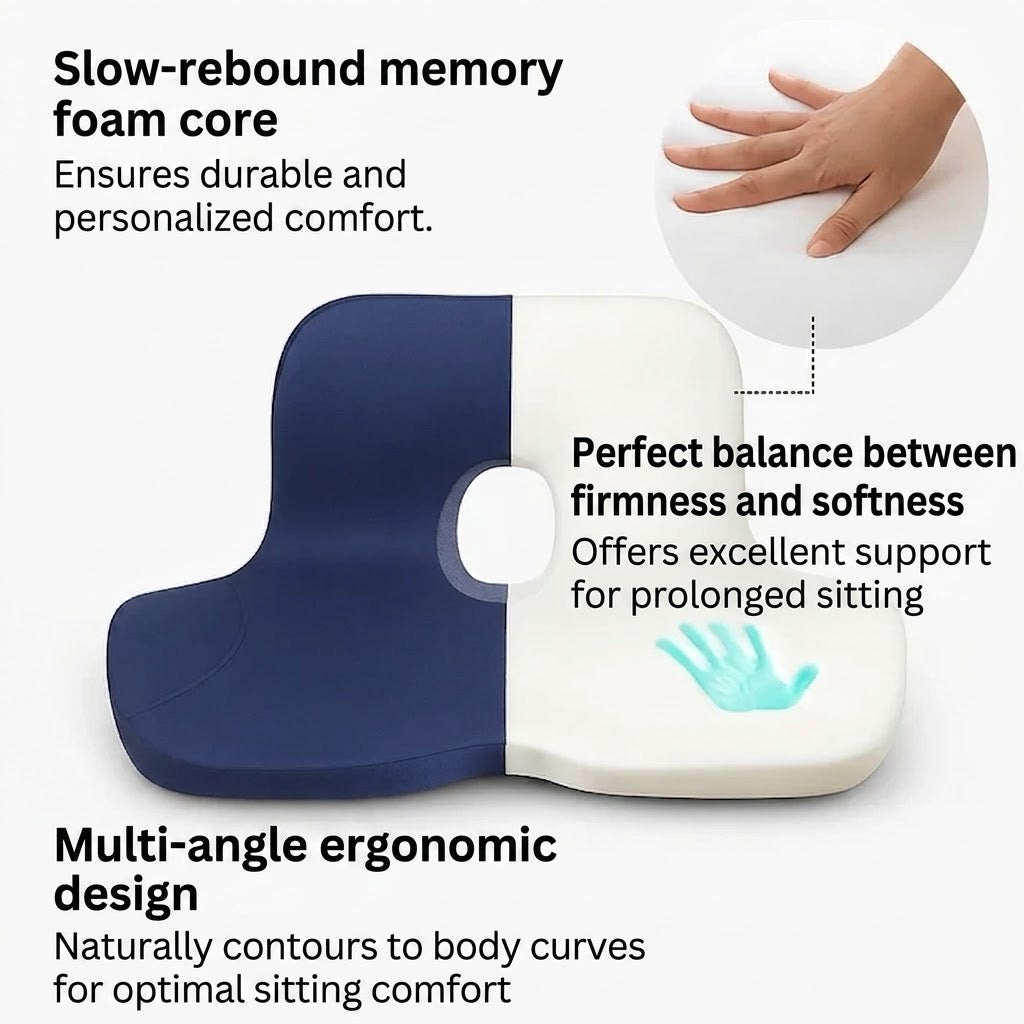 Seat and Back Cushion Memory Foam Ergonomic Support