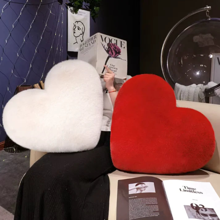 Decorative heart pillow soft faux fur
