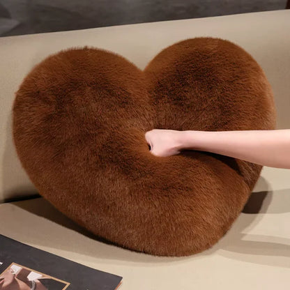 Decorative heart pillow soft faux fur