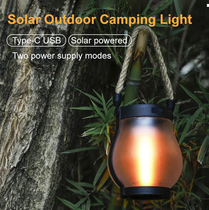 Solar lantern with realistic flame effect