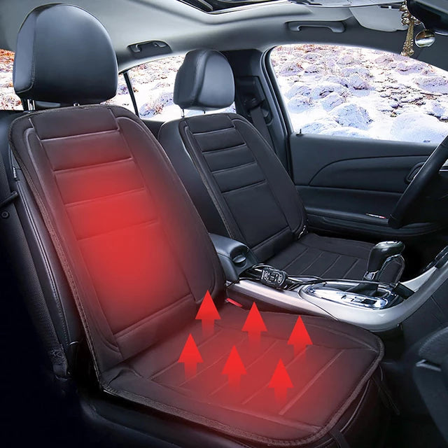 Heated Car Seat Cushion with Full Back Coverage and 12V Plug for Winter Drives