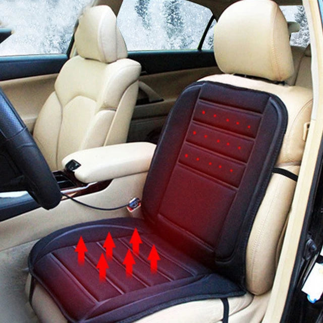 Heated Car Seat Cushion with Full Back Coverage and 12V Plug for Winter Drives
