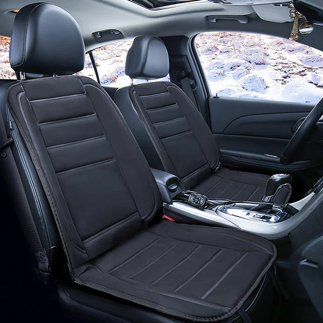 Heated Car Seat Cushion with Full Back Coverage and 12V Plug for Winter Drives