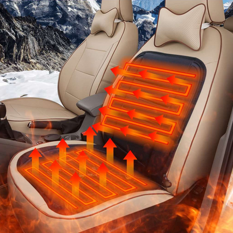 Heated Car Seat Cushion with Full Back Coverage and 12V Plug for Winter Drives