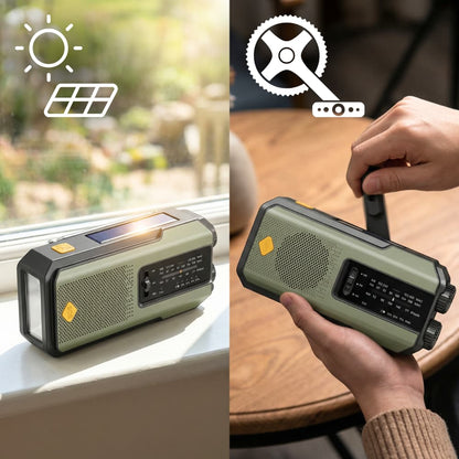 NaturVibes Emergency Radio with Solar, Hand Crank and SOS Alarm