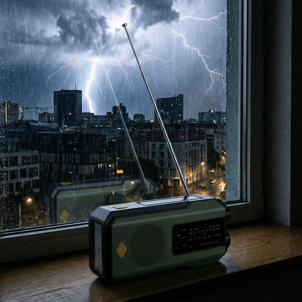 NaturVibes Emergency Radio with Solar, Hand Crank and SOS Alarm