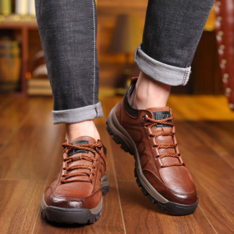 Hand-Sewn Leather Casual Shoes Orthopedic Support for Men